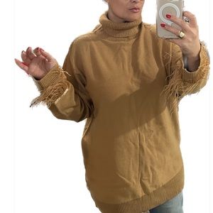 Wayf by jourdan ostrich feather sleeve